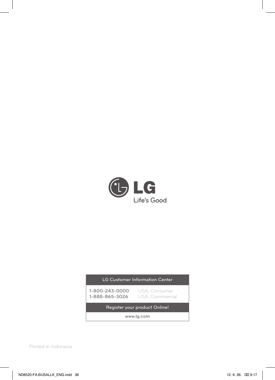 LG ND8520 User Manual | Page 36 / 36