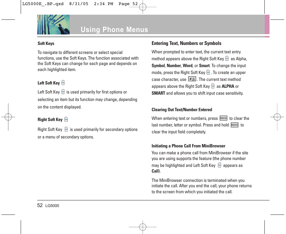 Using phone menus | LG LGBP5000 User Manual | Page 53 / 191