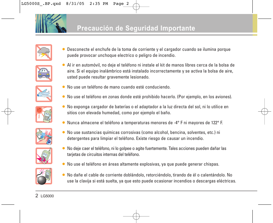 Precaución de seguridad importante | LG LGBP5000 User Manual | Page 97 / 191