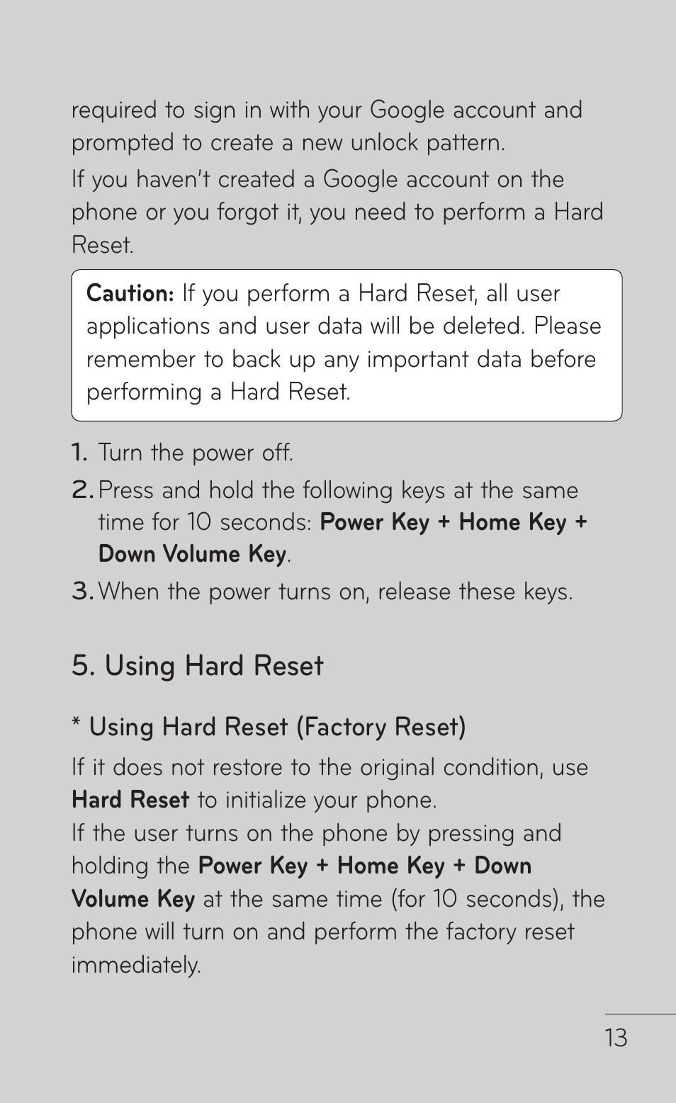 Using hard reset | LG LGP509 User Manual | Page 13 / 396