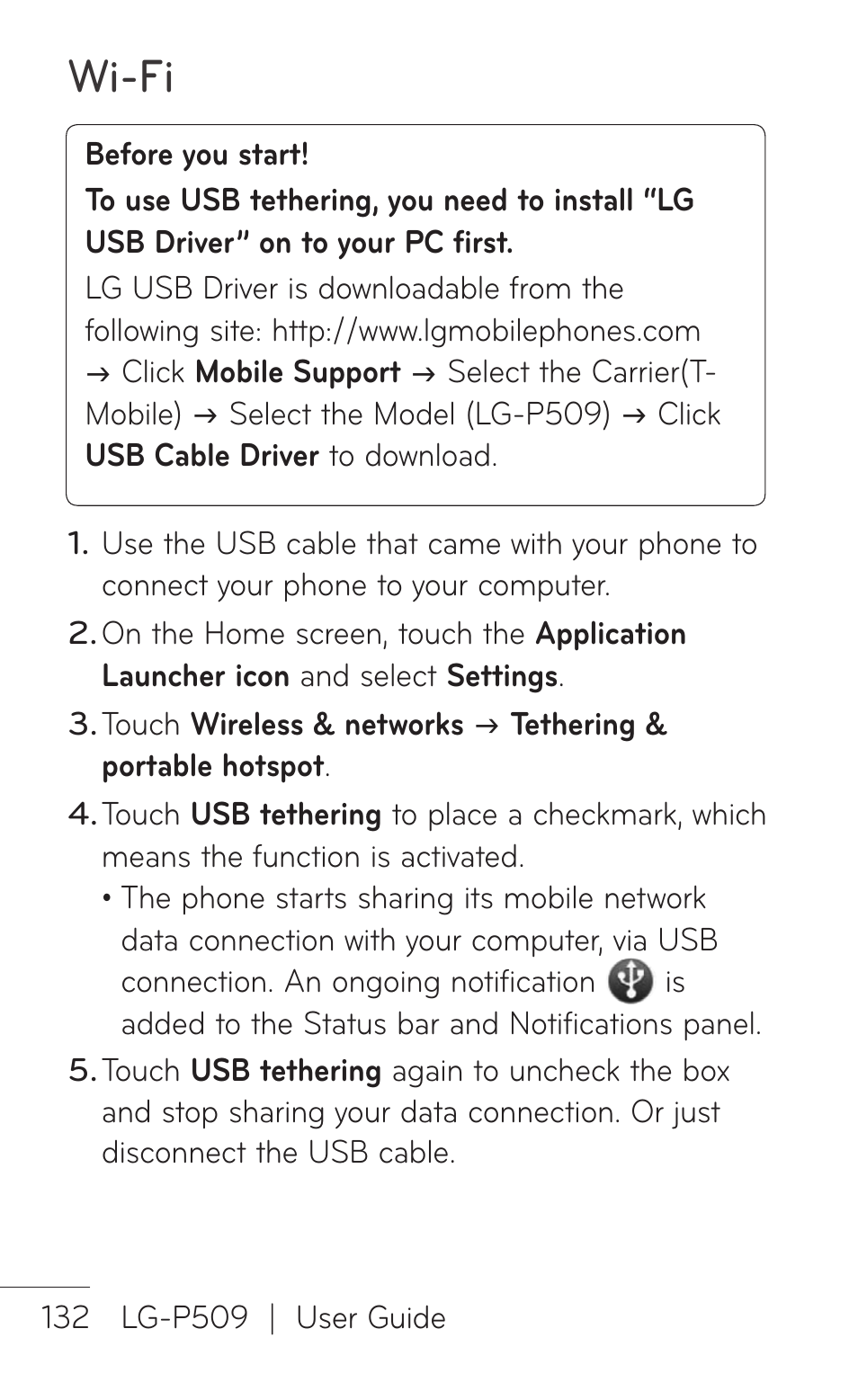 Wi-fi | LG LGP509 User Manual | Page 132 / 396