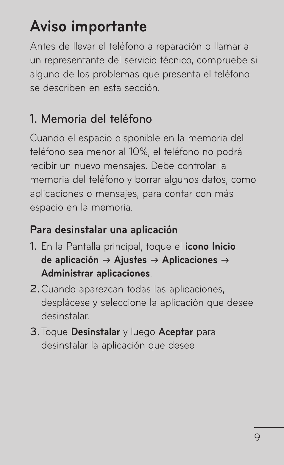 Aviso importante | LG LGP509 User Manual | Page 201 / 396