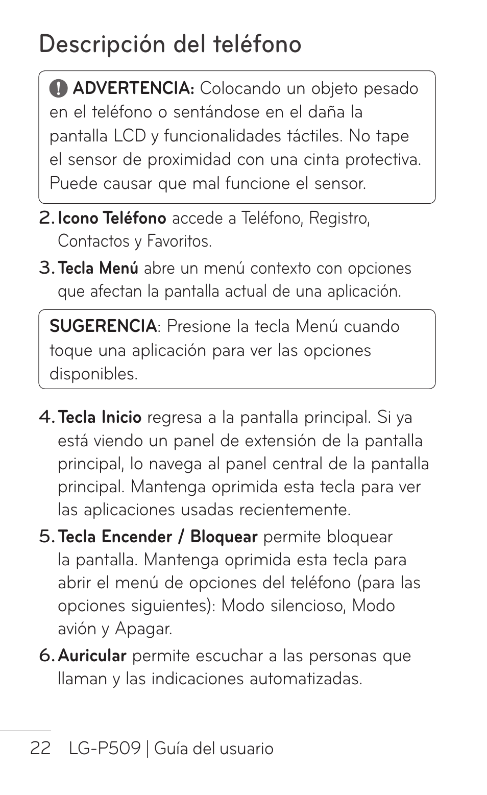 Descripción del teléfono | LG LGP509 User Manual | Page 214 / 396