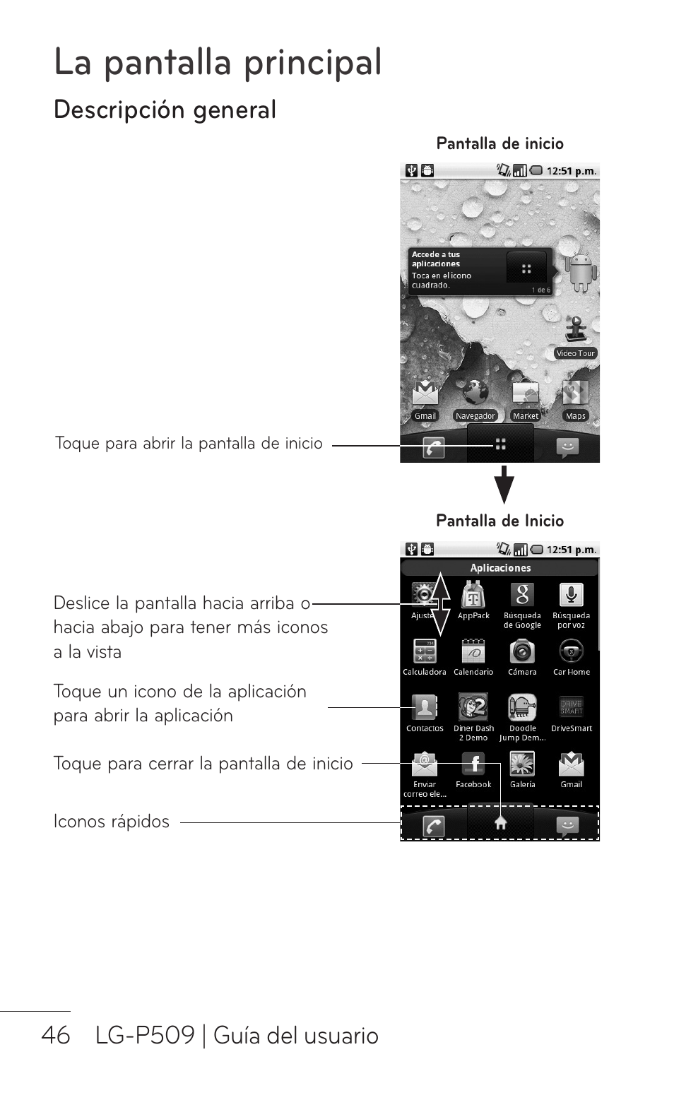 La pantalla principal, Descripción general, 4 lg-p509 | guía del usuario | LG LGP509 User Manual | Page 238 / 396