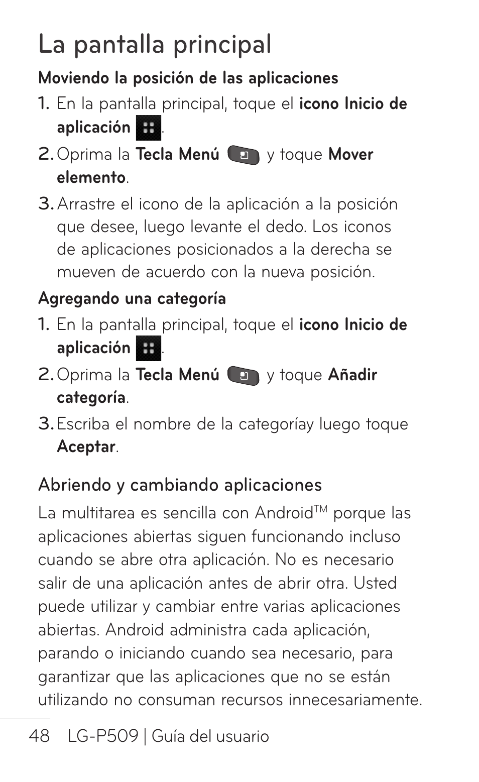 La pantalla principal | LG LGP509 User Manual | Page 240 / 396
