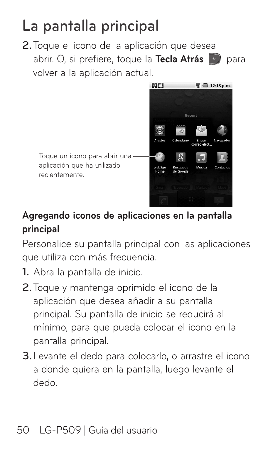 La pantalla principal | LG LGP509 User Manual | Page 242 / 396