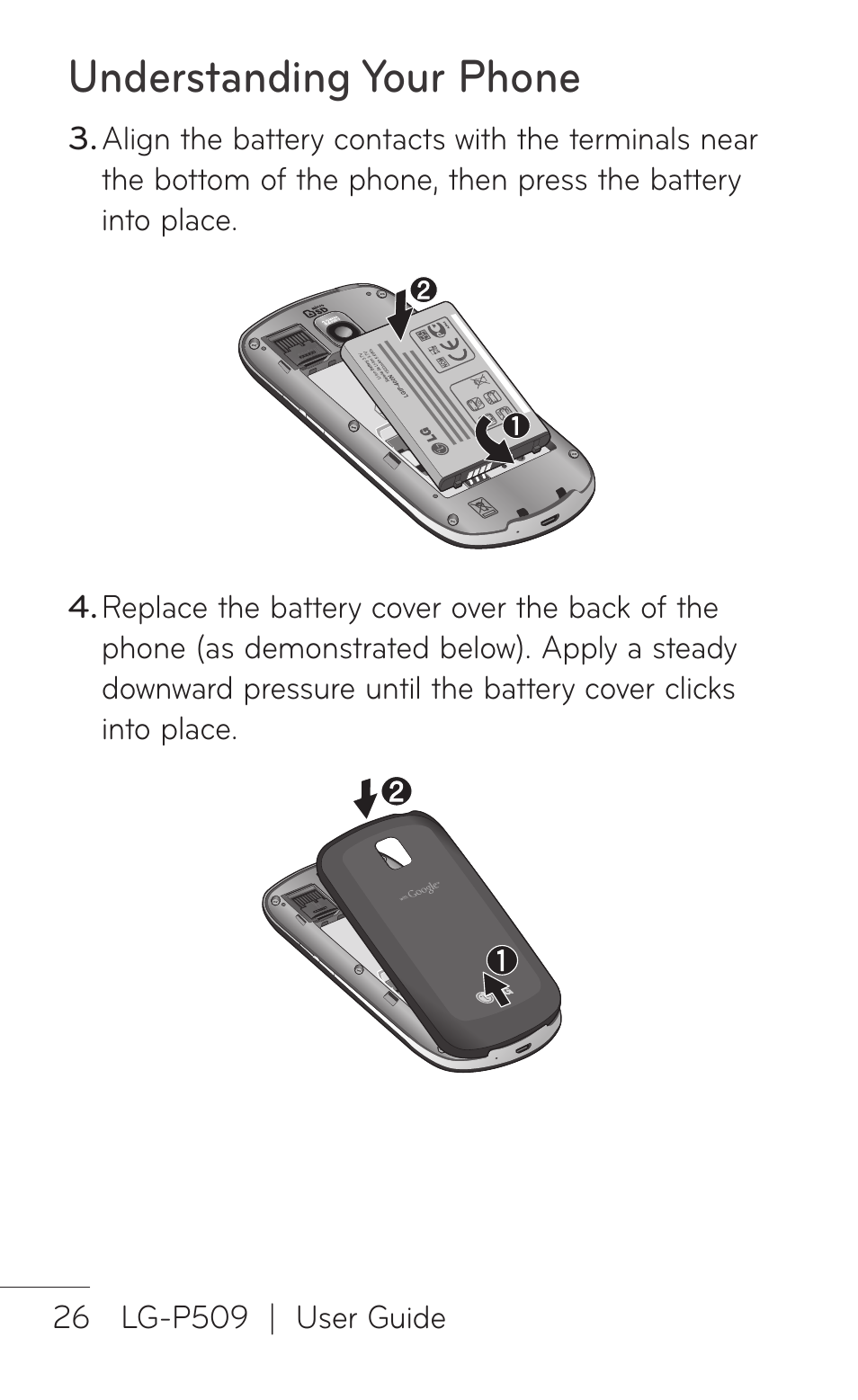 Understanding your phone | LG LGP509 User Manual | Page 26 / 396