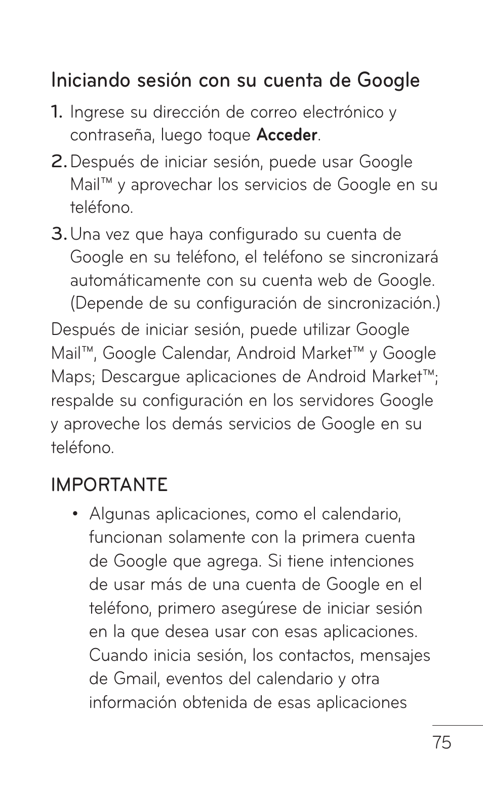 Registrar su cuenta de google, Iniciando sesión con su cuenta de google | LG LGP509 User Manual | Page 267 / 396