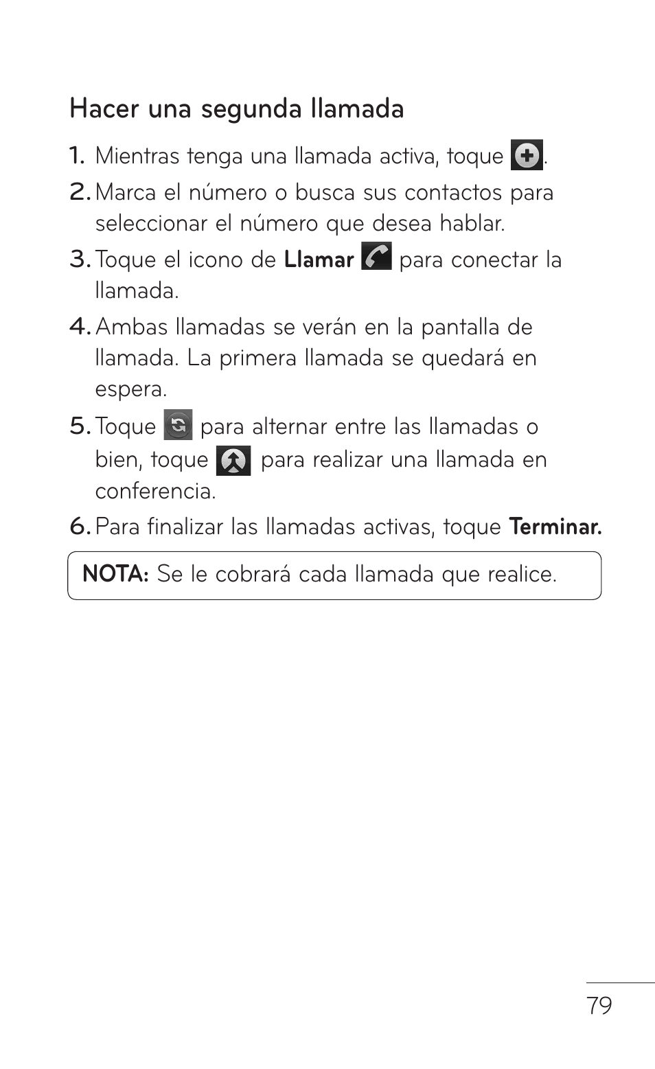 Hacer una segunda llamada | LG LGP509 User Manual | Page 271 / 396