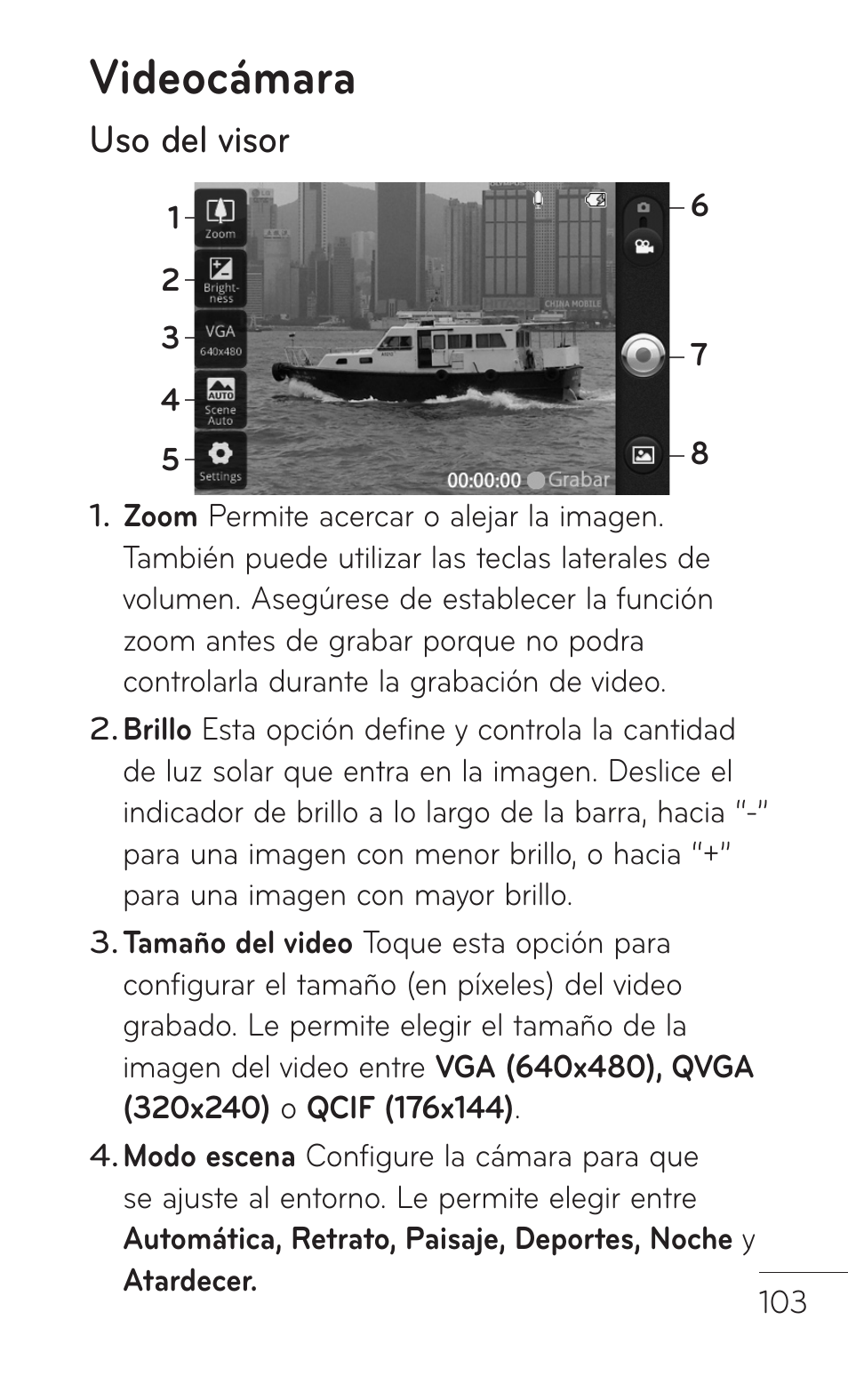 Videocámara, Uso del visor | LG LGP509 User Manual | Page 295 / 396