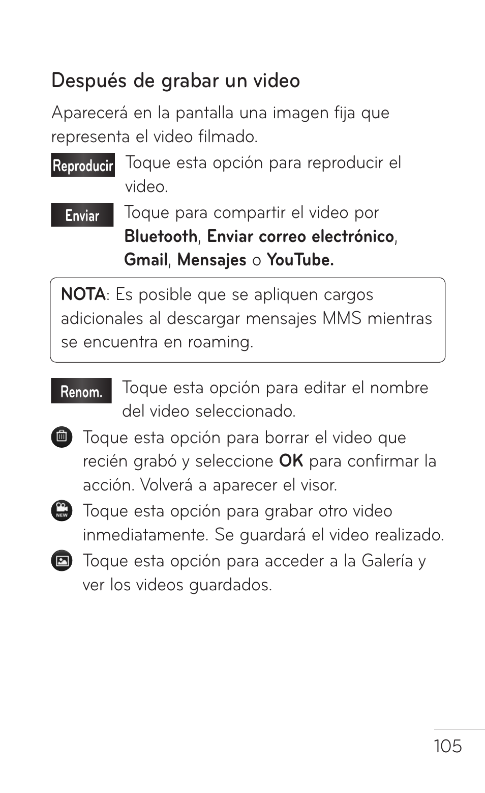 Después de grabar un video | LG LGP509 User Manual | Page 297 / 396