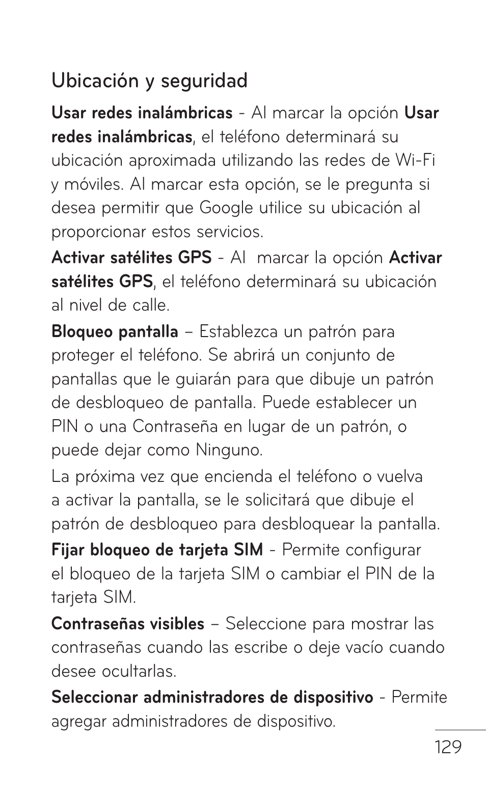 Ubicación y seguridad | LG LGP509 User Manual | Page 321 / 396