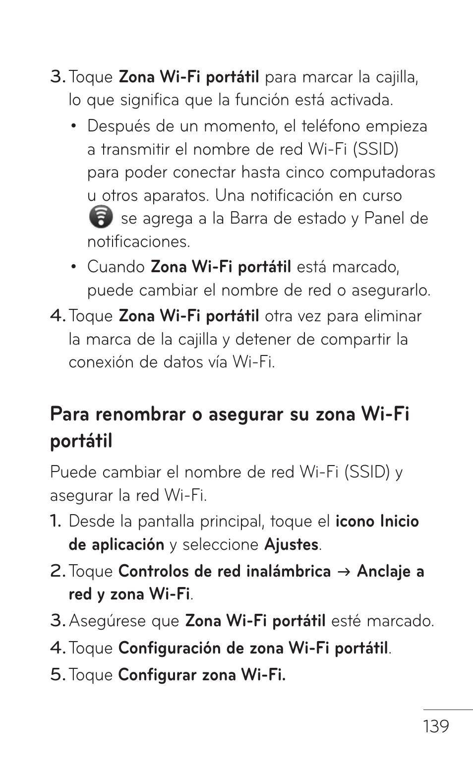 Para renombrar o asegurar su zona wi-fi portátil | LG LGP509 User Manual | Page 331 / 396