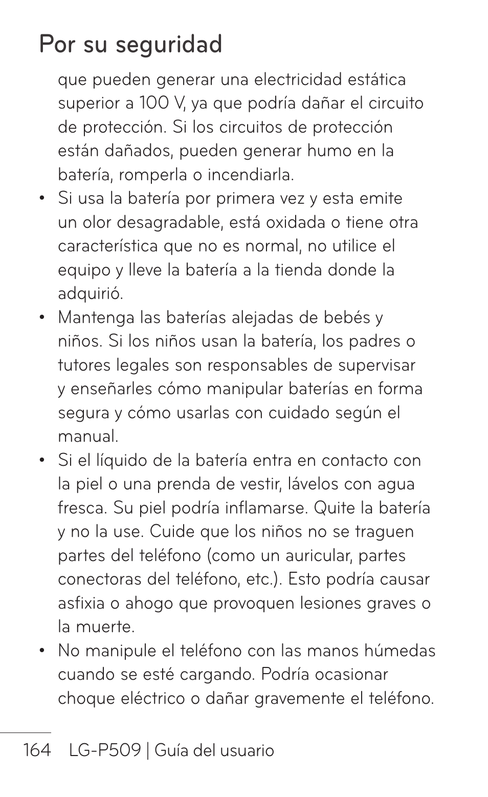 Por su seguridad | LG LGP509 User Manual | Page 356 / 396