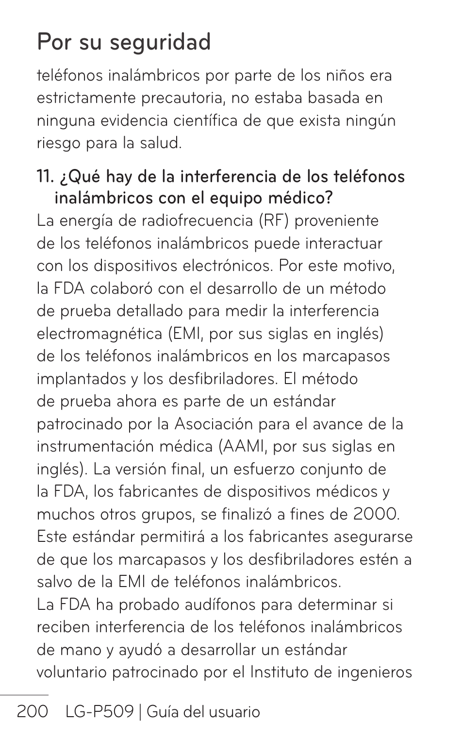 Por su seguridad | LG LGP509 User Manual | Page 392 / 396