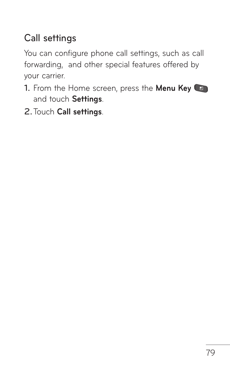 Call settings | LG LGP509 User Manual | Page 79 / 396