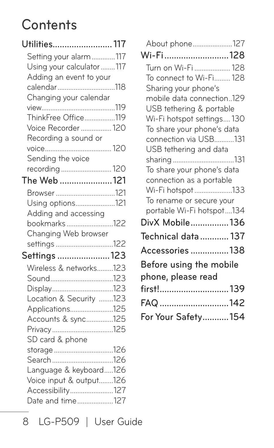 LG LGP509 User Manual | Page 8 / 396