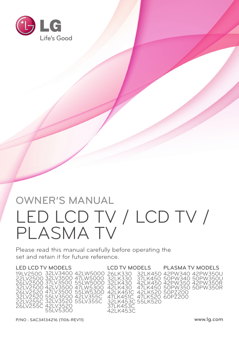 LG 32LV3500 User Manual | 128 pages