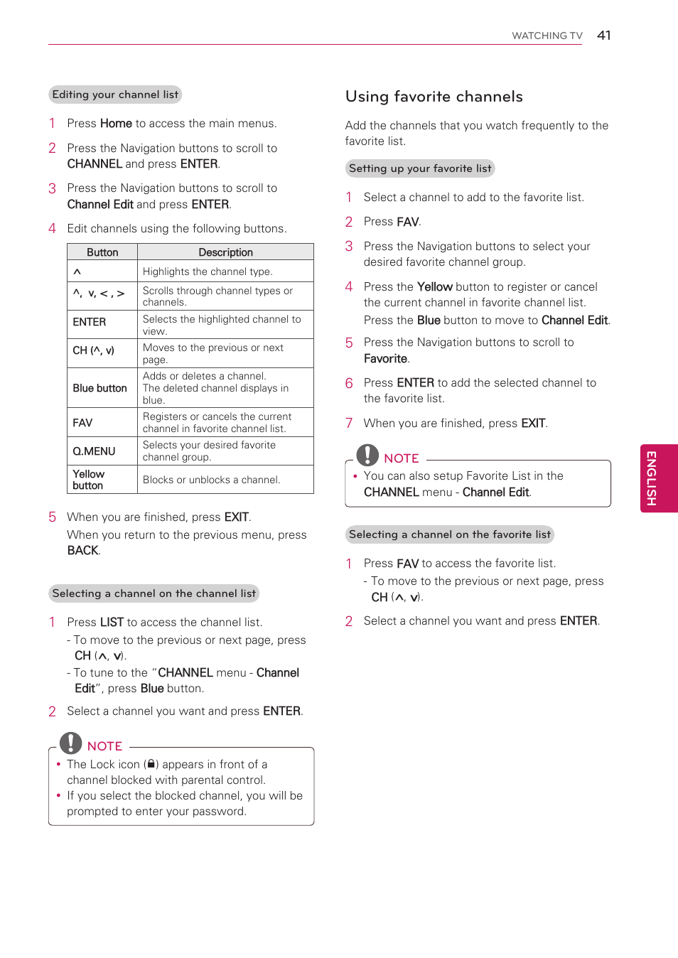 Using favorite channels, See p.41), Energy | LG 32LV3500 User Manual | Page 41 / 128