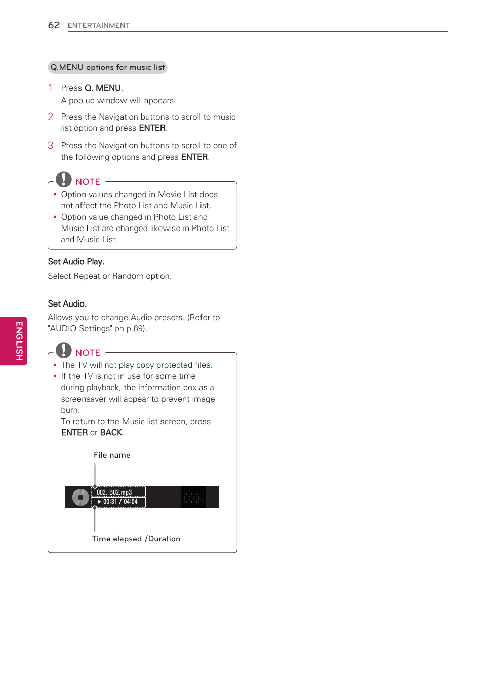 LG 32LV3500 User Manual | Page 62 / 128