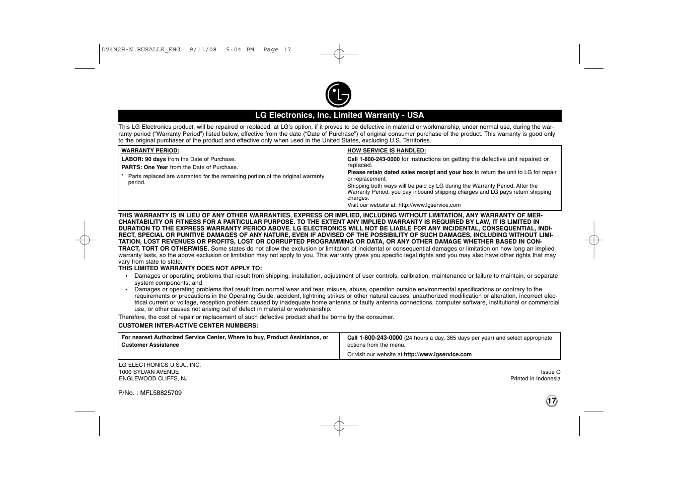 LG DN899 User Manual | Page 17 / 17