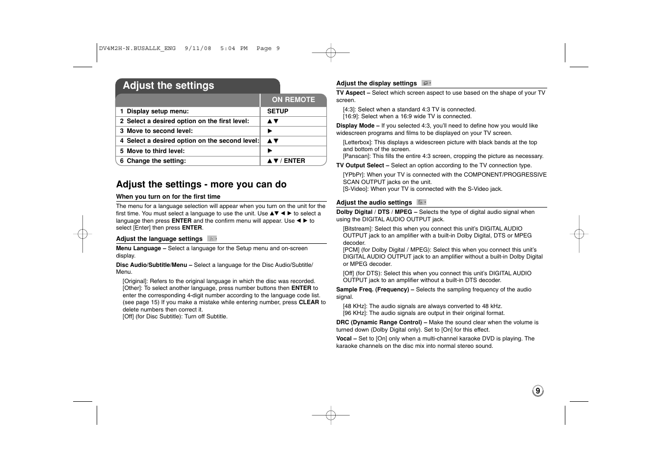 Adjust the settings, Adjust the settings - more you can do | LG DN899 User Manual | Page 9 / 17