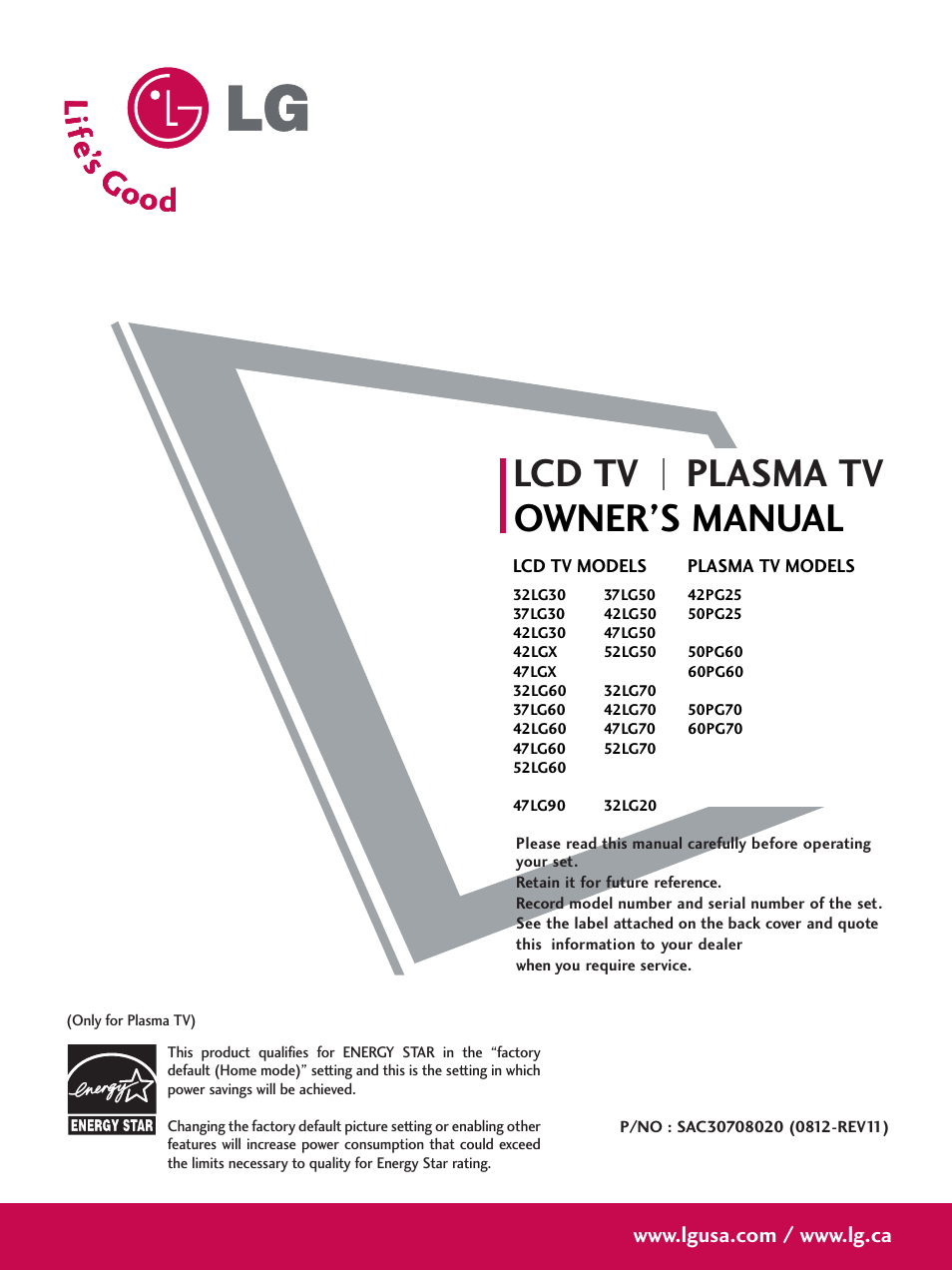 LG 47LG70 User Manual | 152 pages