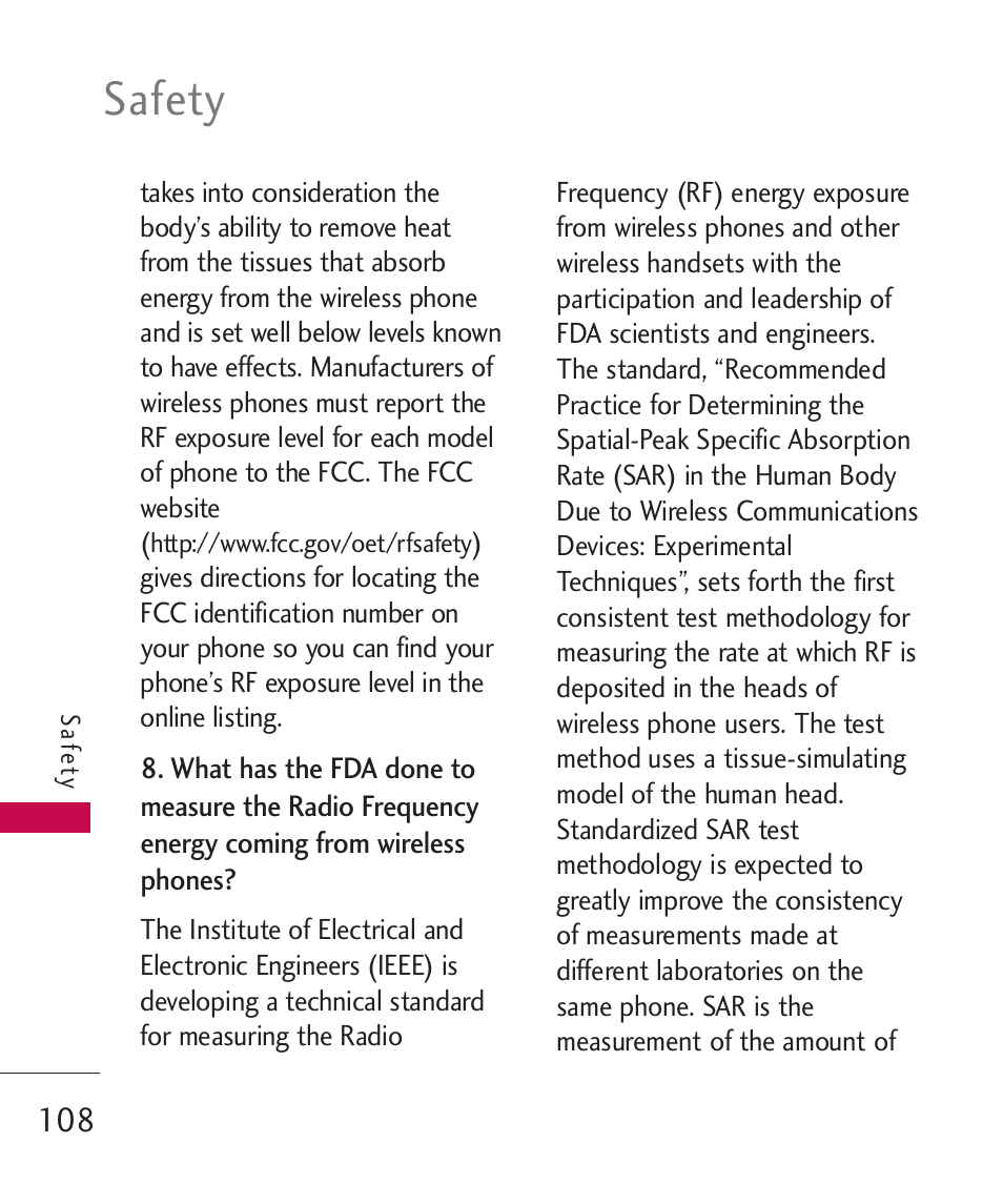 Safety | LG MN270 User Manual | Page 110 / 273