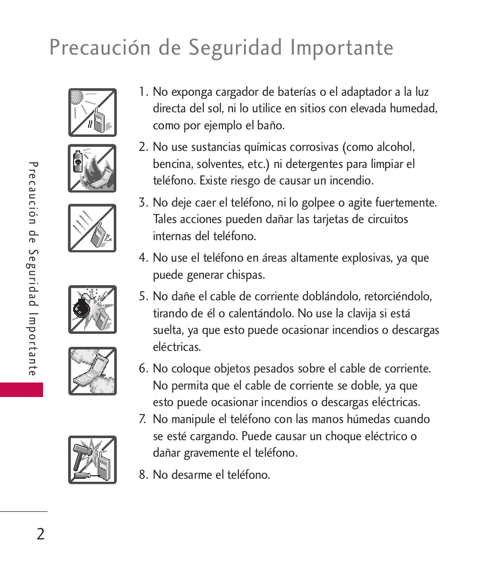 Precaución de seguridad importante | LG MN270 User Manual | Page 136 / 273