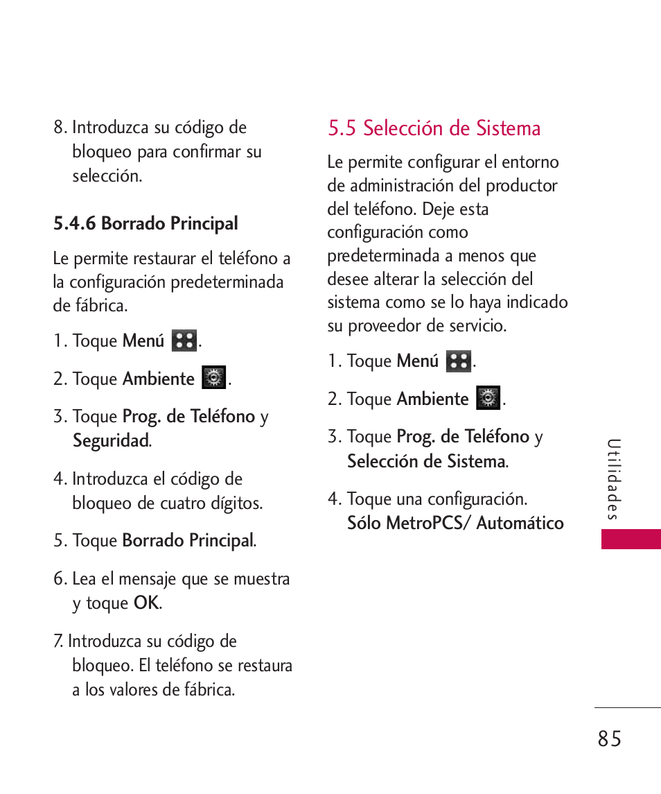 6 borrado principal, 5 selección de sistema | LG MN270 User Manual | Page 219 / 273