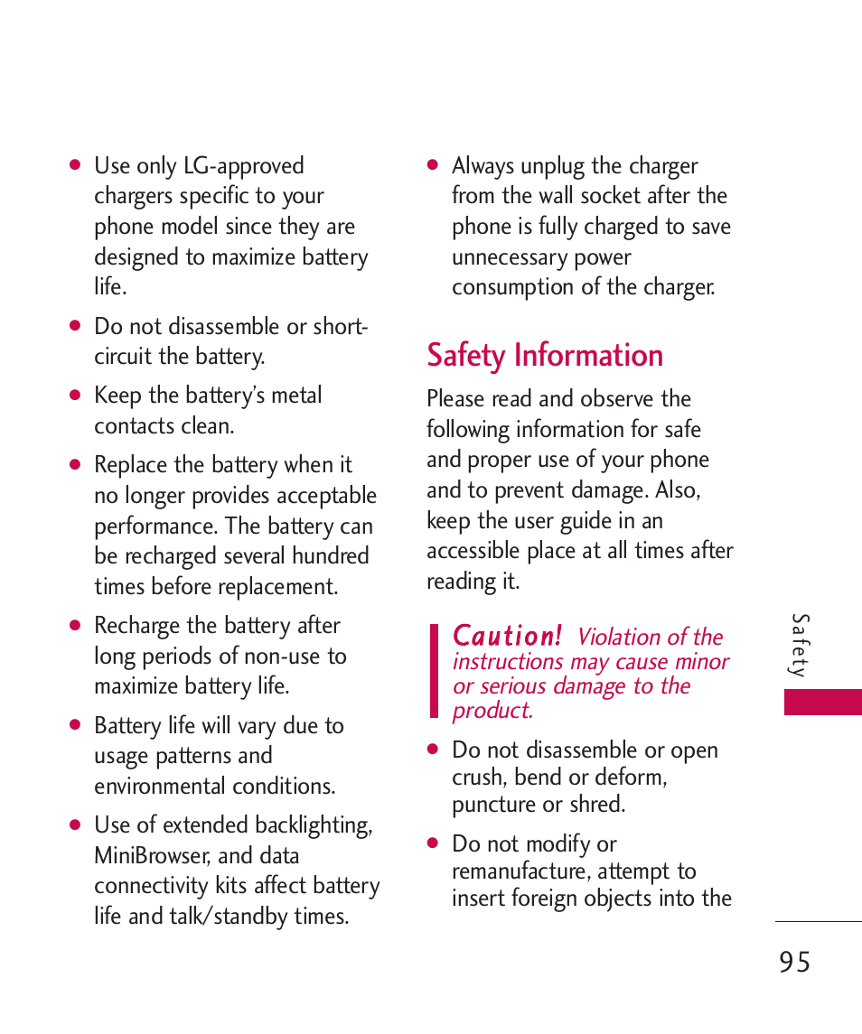 Safety information | LG MN270 User Manual | Page 97 / 273