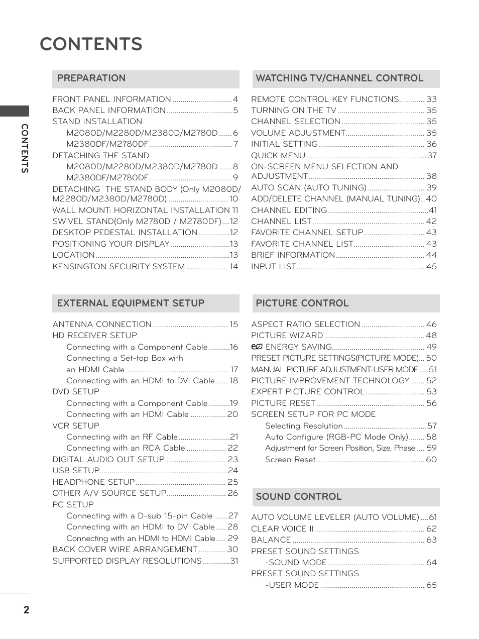 LG M2380D-PU User Manual | Page 2 / 126