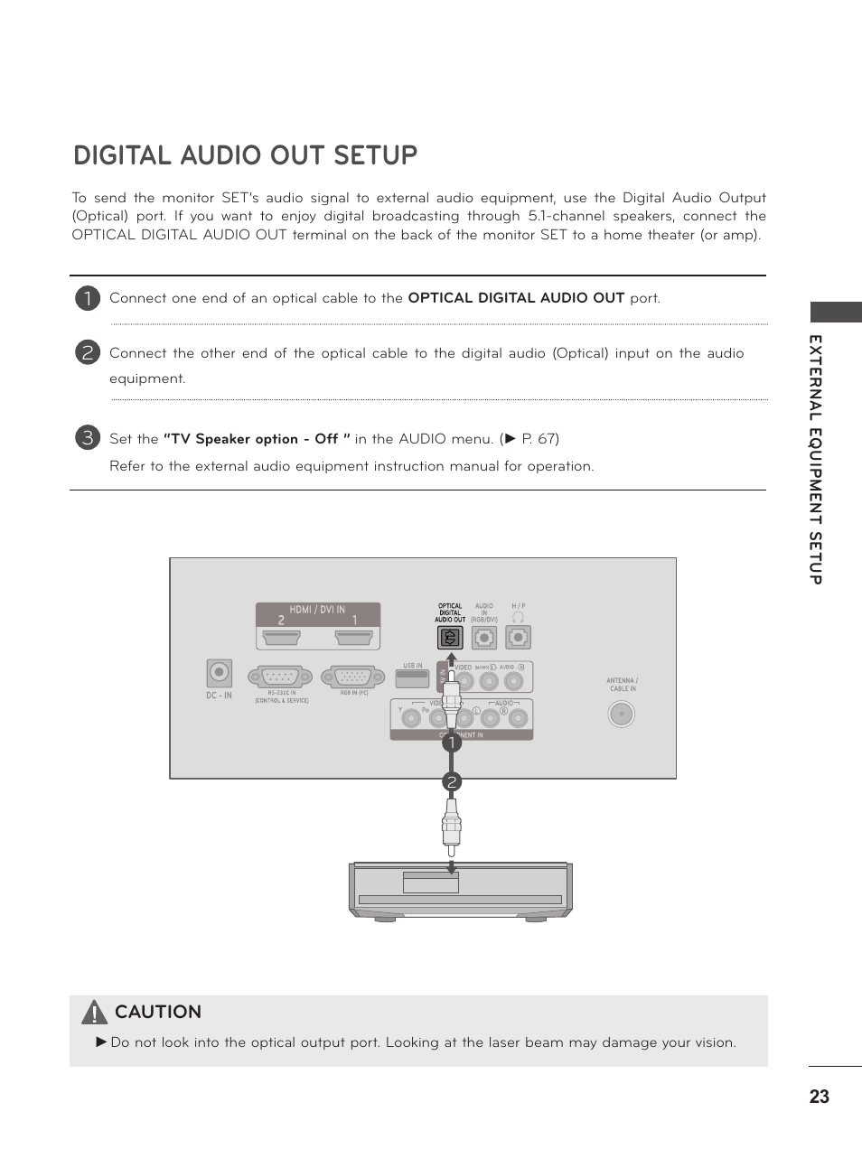 Digital audio out setup | LG M2380D-PU User Manual | Page 23 / 126