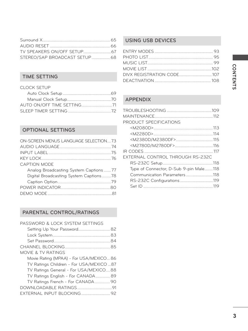 LG M2380D-PU User Manual | Page 3 / 126
