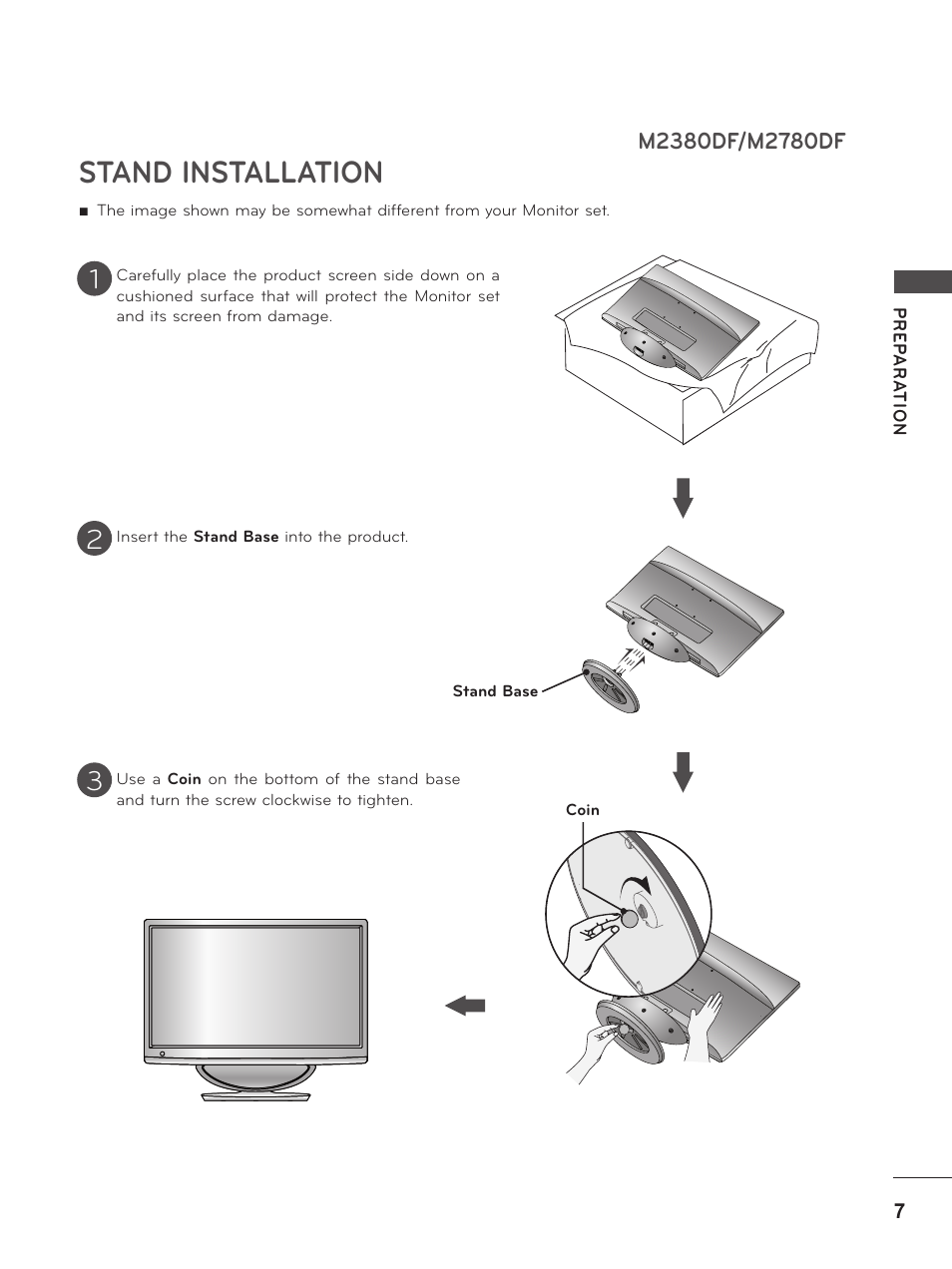 M2380df/m2780df, Stand installation | LG M2380D-PU User Manual | Page 7 / 126