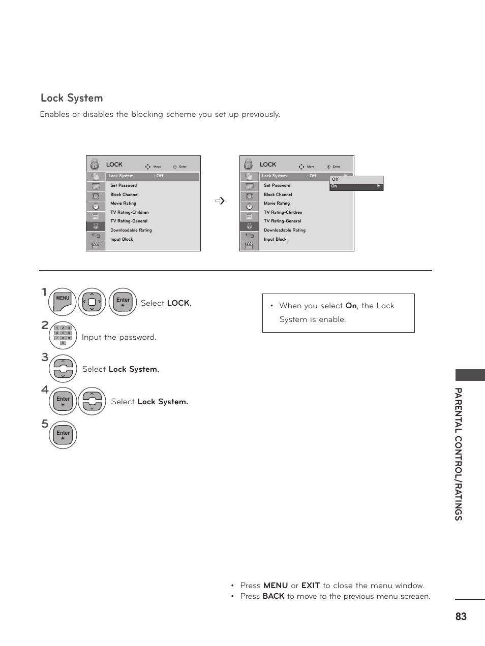 Lock system | LG M2380D-PU User Manual | Page 83 / 126