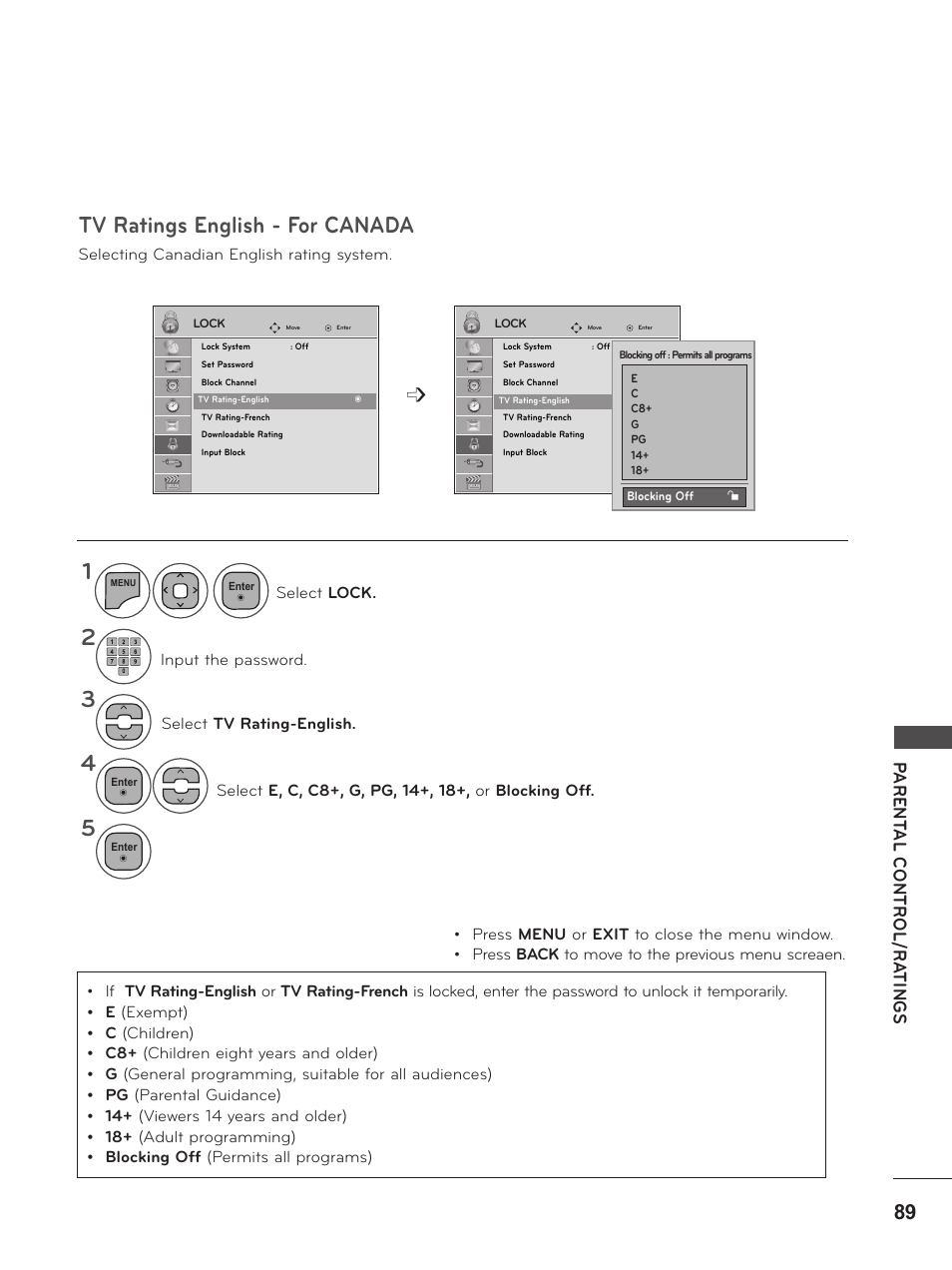 Tv ratings english - for canada | LG M2380D-PU User Manual | Page 89 / 126