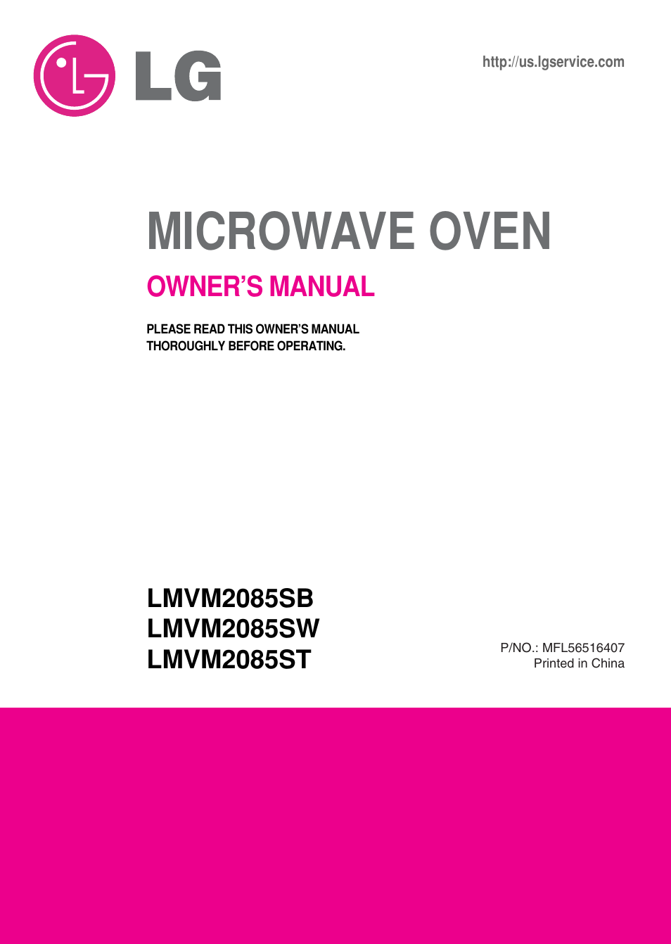 LG LMVM2085ST User Manual | 35 pages