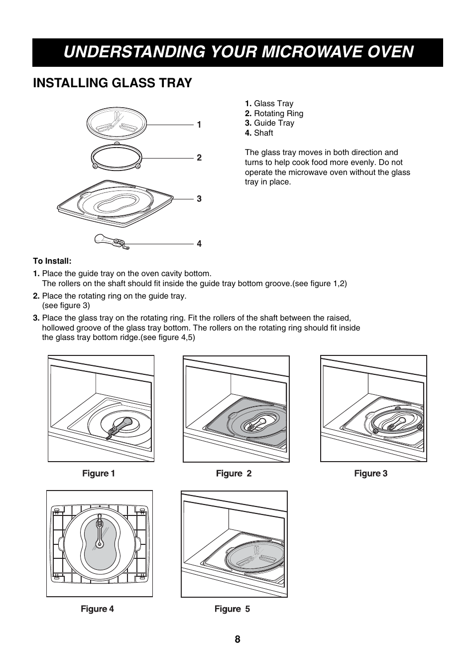 Understanding your microwave oven, Installing glass tray | LG LMVM2085ST User Manual | Page 8 / 35