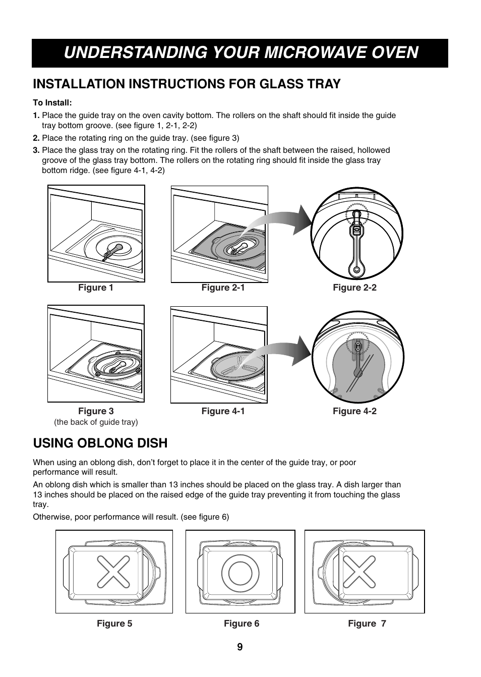 Understanding your microwave oven, Installation instructions for glass tray, Using oblong dish | LG LMVM2085ST User Manual | Page 9 / 35