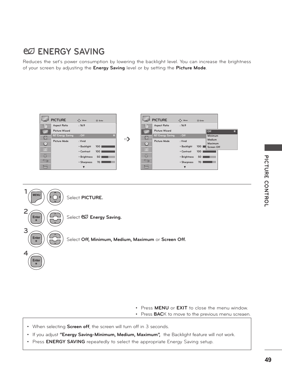 ꕫ energy saving, P. 49) | LG M2280D-PU User Manual | Page 49 / 124