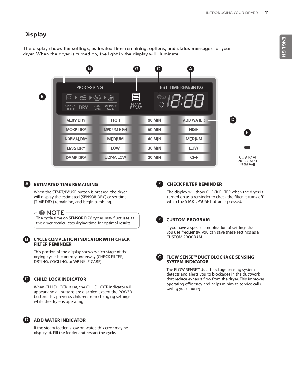 Display | LG DLGX5171V User Manual | Page 11 / 88