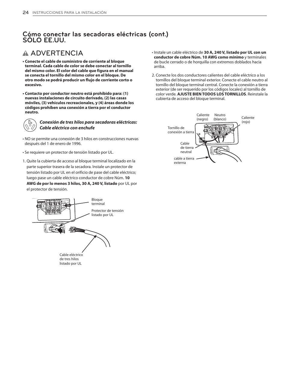 Advertencia | LG DLGX5171V User Manual | Page 66 / 88