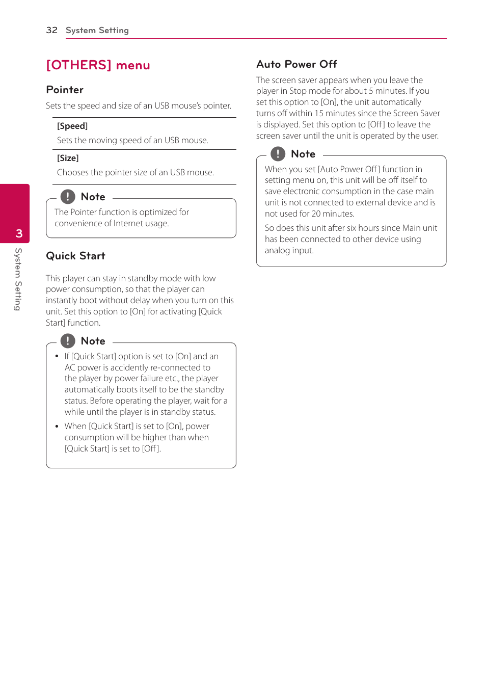 Others] menu, 32 – [others] menu | LG LAB540W User Manual | Page 32 / 77