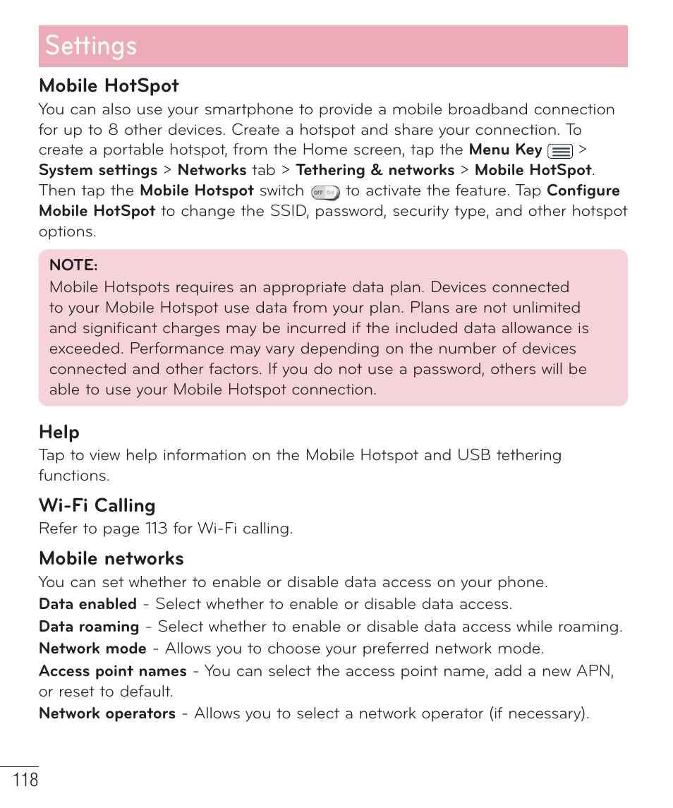 Settings | LG LGD801BK User Manual | Page 120 / 177