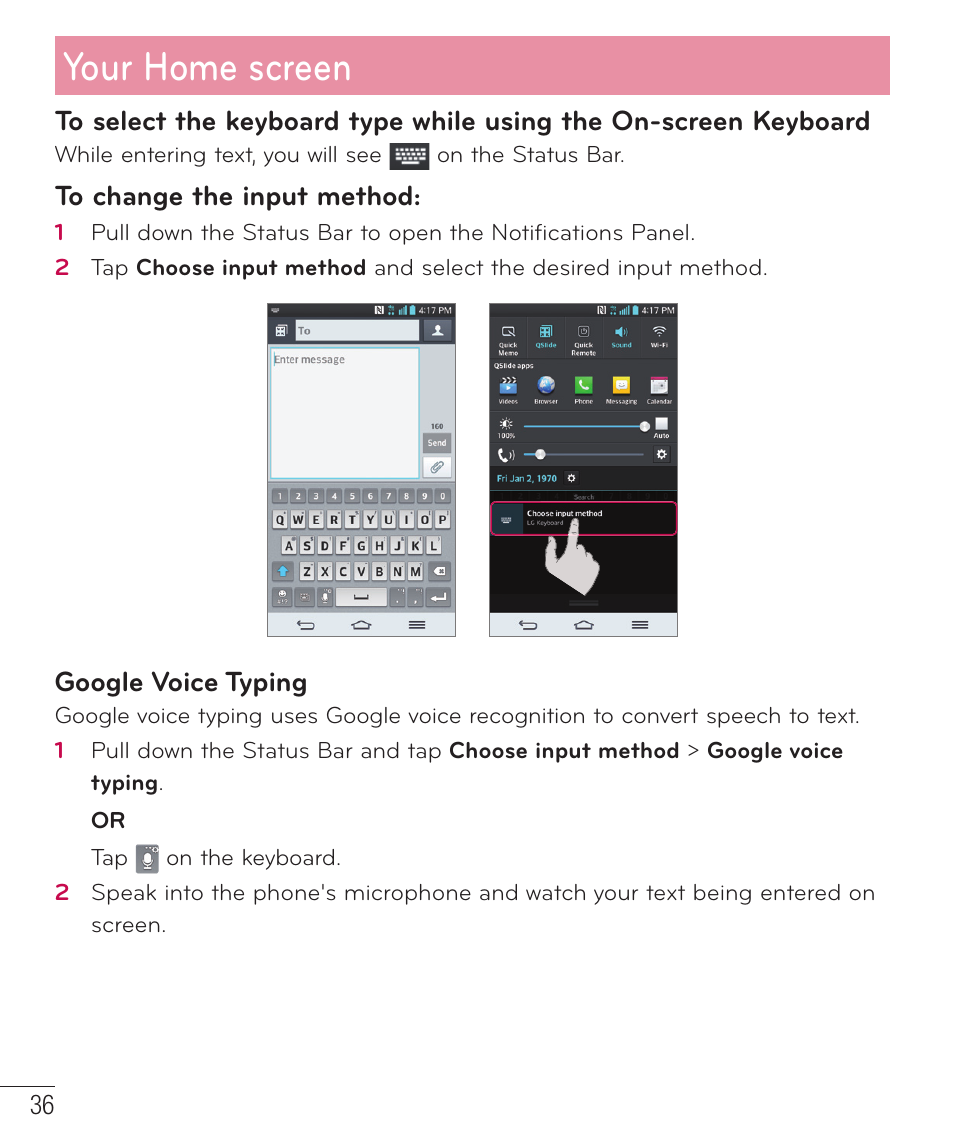 Your home screen | LG LGD801BK User Manual | Page 38 / 177