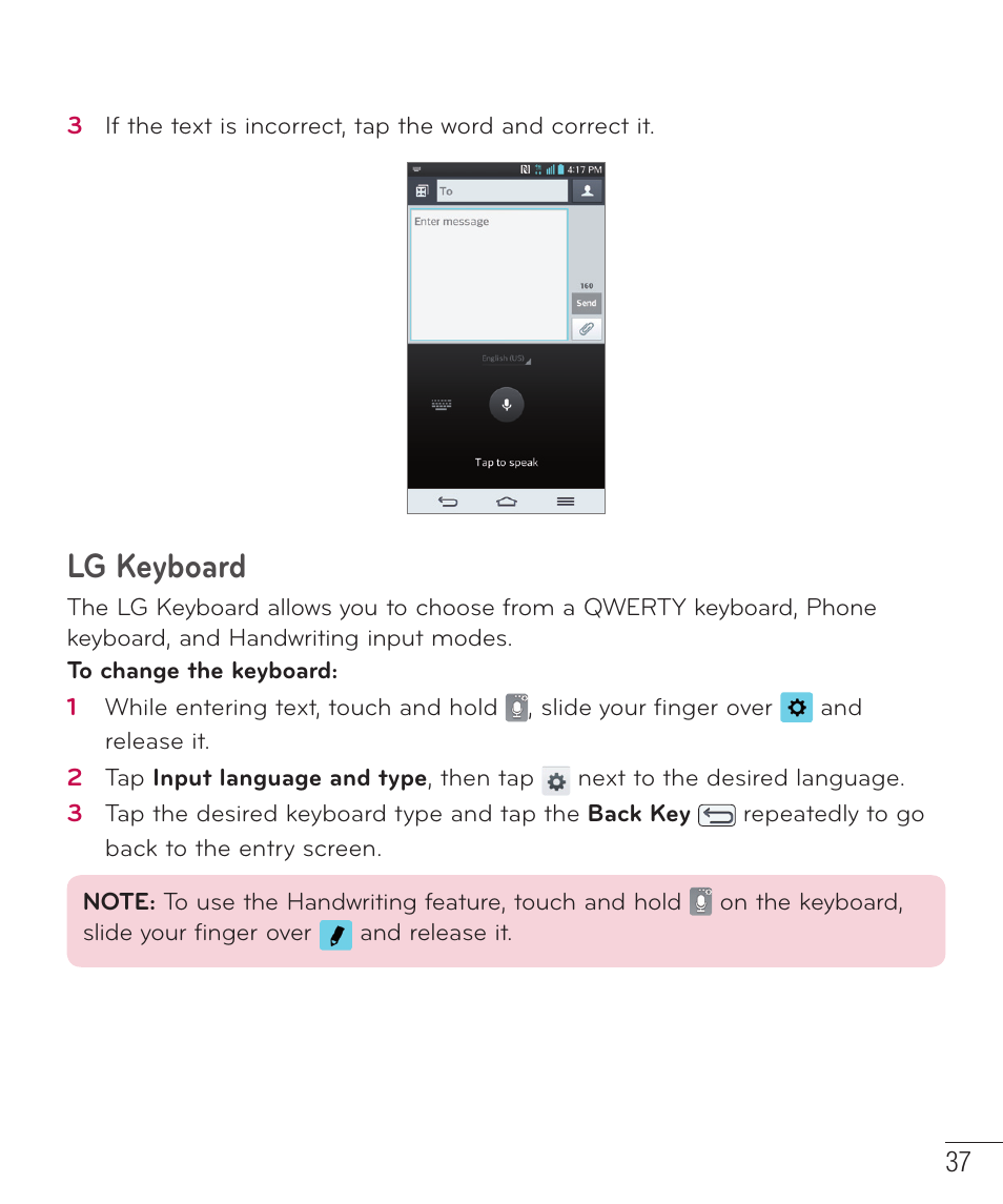 Lg keyboard | LG LGD801BK User Manual | Page 39 / 177
