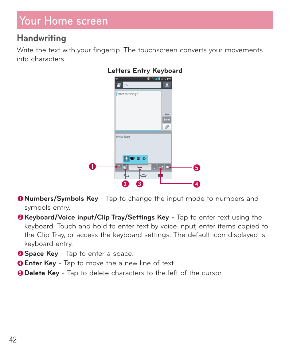 Your home screen, Handwriting | LG LGD801BK User Manual | Page 44 / 177