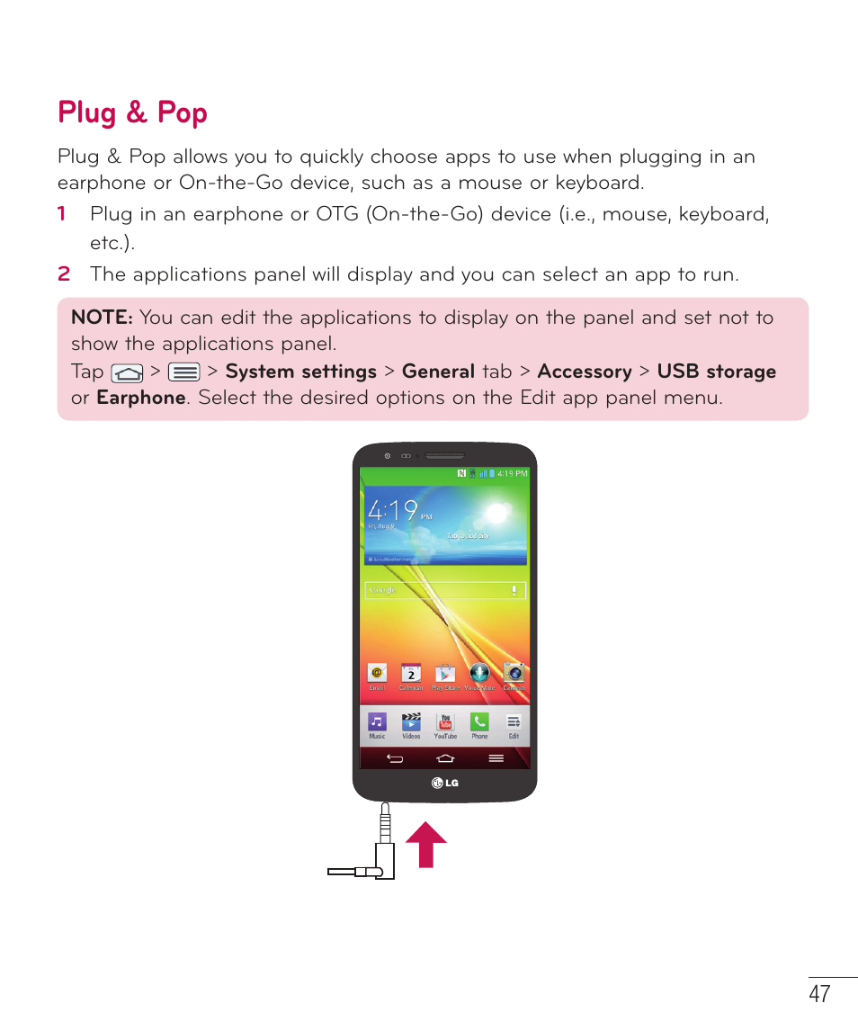 Plug & pop | LG LGD801BK User Manual | Page 49 / 177