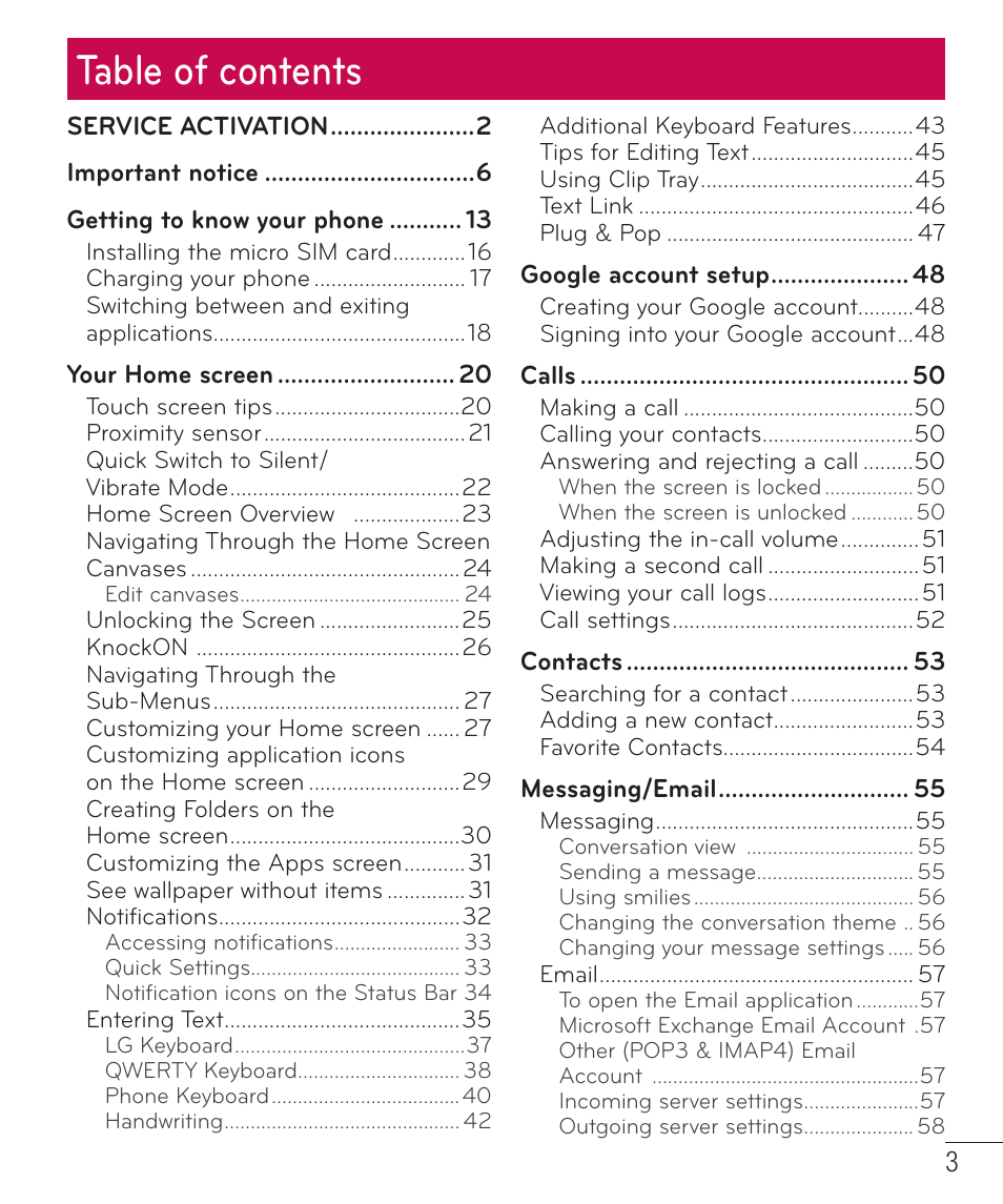 LG LGD801BK User Manual | Page 5 / 177
